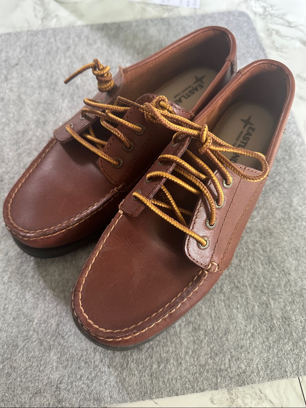 Eastland Brown Leather Boat Shoe with Tan Laces - Picture 2 of 10